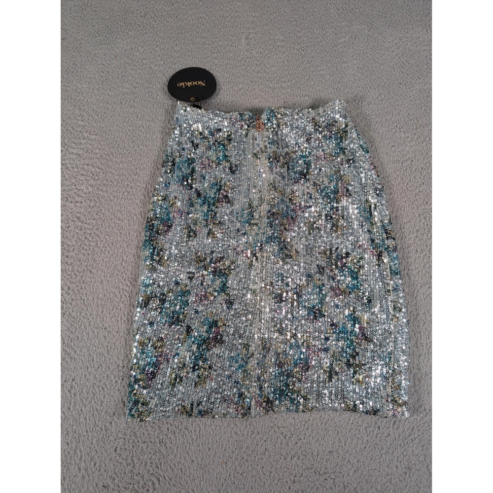 Nookie Forever Skirt Womens Small Blue Sequin Ruched Party Mini Dressy New - Picture 7 of 16